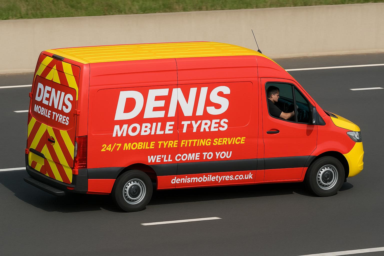 Mobile Tyre fitting van on way to job